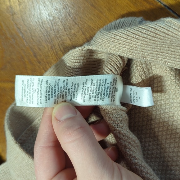 White House Black Market Modal Tan Knit Cardigan Sweater Zip Medium - Picture 12 of 17